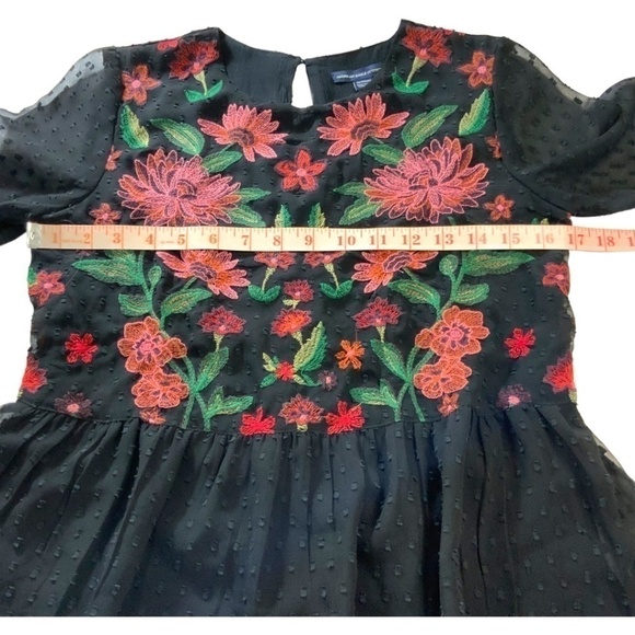 American EAGLE OUTFITTERS Sheer Black Embroidered Peplum Top Fully Lined Sz XS - Picture 7 of 12